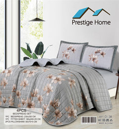 Gray Floral Bedspread - Double
