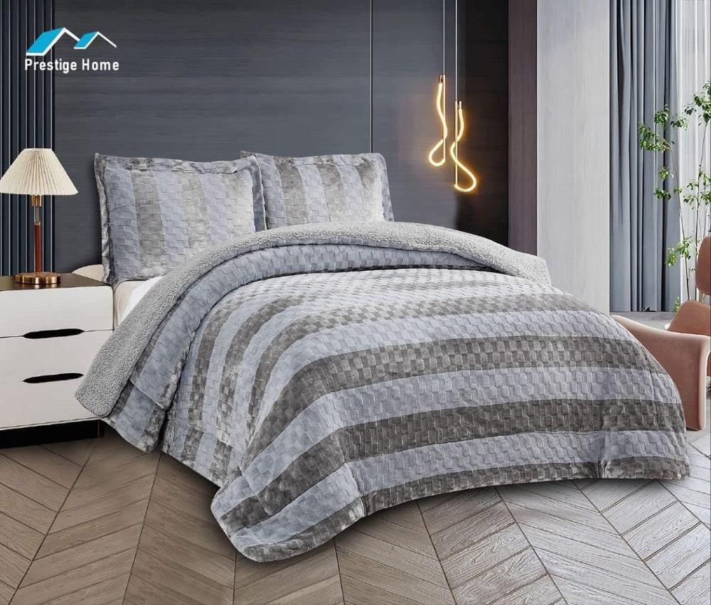 Silverstone Stripes Flannel Comforter -  Double
