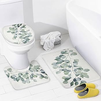 Bathroom mat set Green Leaves 3 Pcs