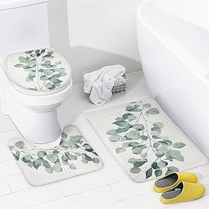 Bathroom mat set Green Leaves 3 Pcs