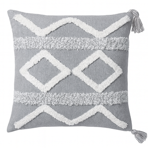 Boho Diamond & Chevron Tassel Cushion Cover - 45x45 cm