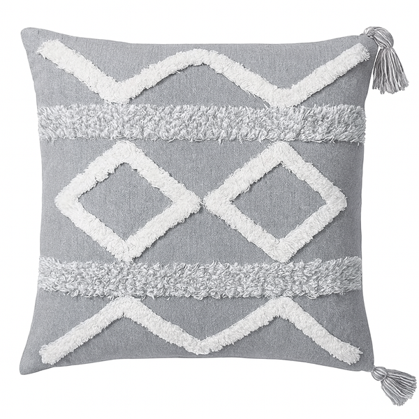 Boho Diamond & Chevron Tassel Cushion Cover - 45x45 cm
