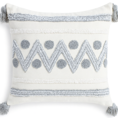 Zigzag Dots Boho Cushion with Tassels