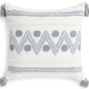 Zigzag Dots Boho Cushion with Tassels