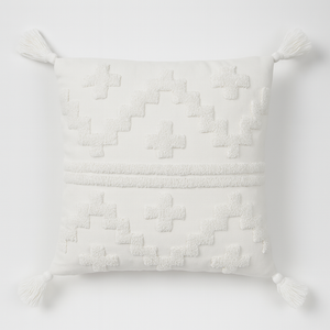 Nordic Cross Pattern Cushion Cover with Tassels - 45x45 cm