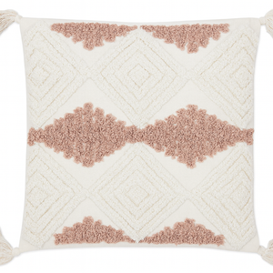 Boho Diamond Tufted Cushion with Tassels - 45x45 cm