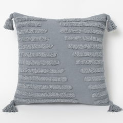 Grey Textured Tassel Cushion - 45x45 cm