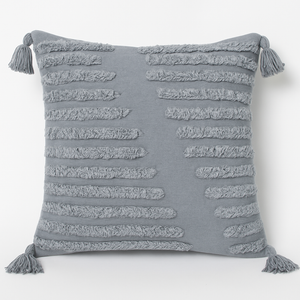 Grey Textured Tassel Cushion - 45x45 cm