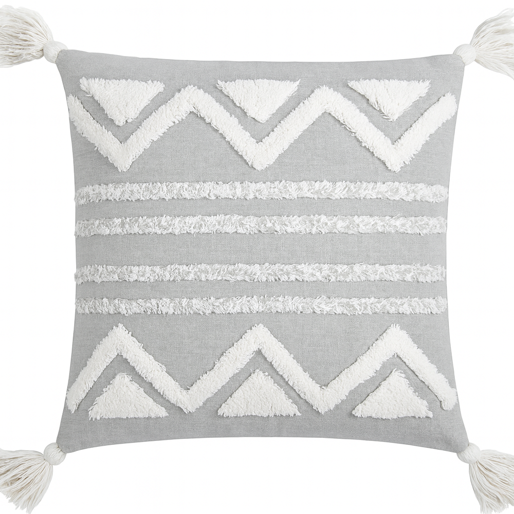 Gray Geometric Textured Cushion - 45x45 cm