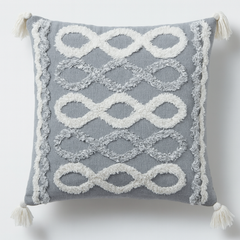 Infinity Loop Tufted Pillow with Tassels - 45x45 cm