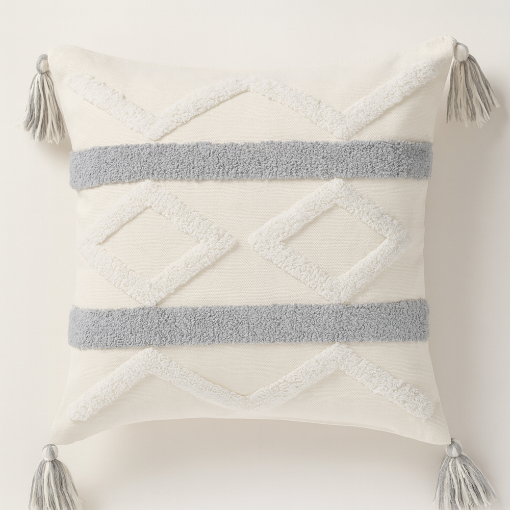 Geometric Stripes Embroidered Cushion - 45x45 cm