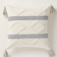 Geometric Stripes Embroidered Cushion - 45x45 cm