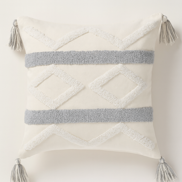 Geometric Stripes Embroidered Cushion - 45x45 cm