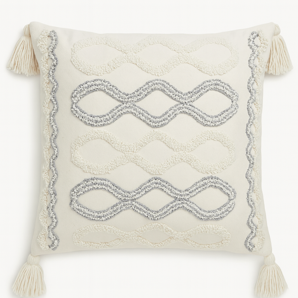 Geometric Infinity Tassel Cushion - 45x45 cm