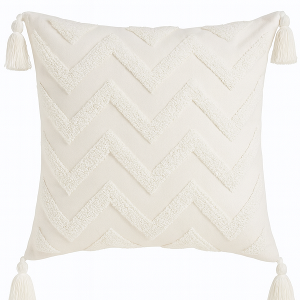Chevron Textured Cushion with Tassels - 45x45 cm
