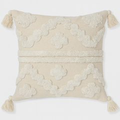Tufted Medallion Cushion with Tassels - 45x45 cm