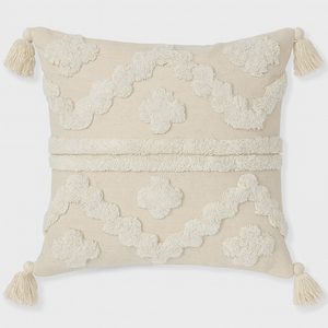 Tufted Medallion Cushion with Tassels - 45x45 cm