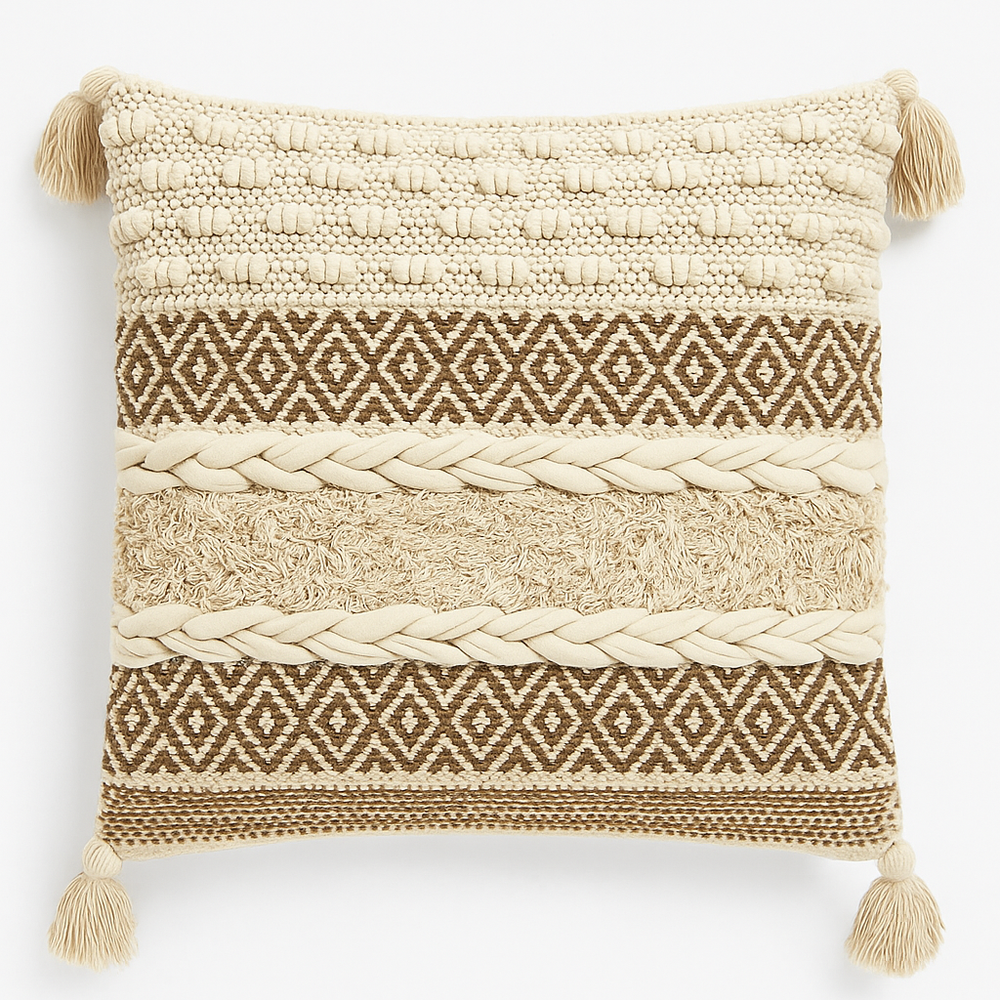 Braided Boho Diamond Cushion - 45 x 45 cm