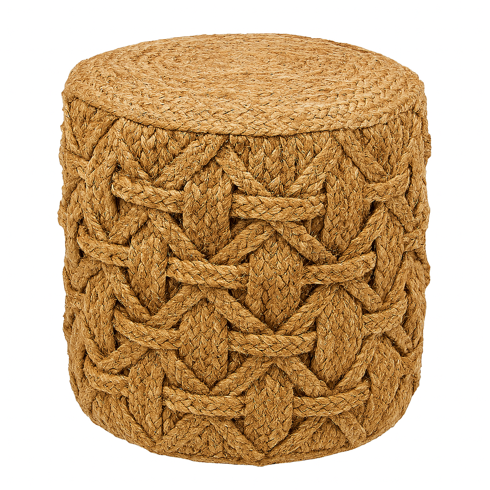 Braided Jute Pouf Ottoman