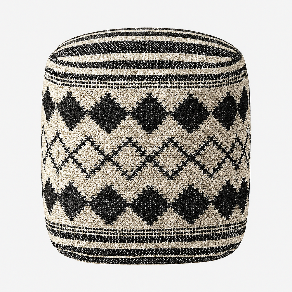 Black Diamond Boho Pouf