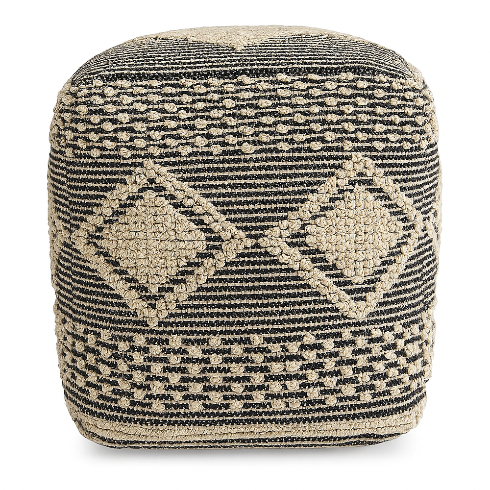 Diamond Weave Textured Pouf