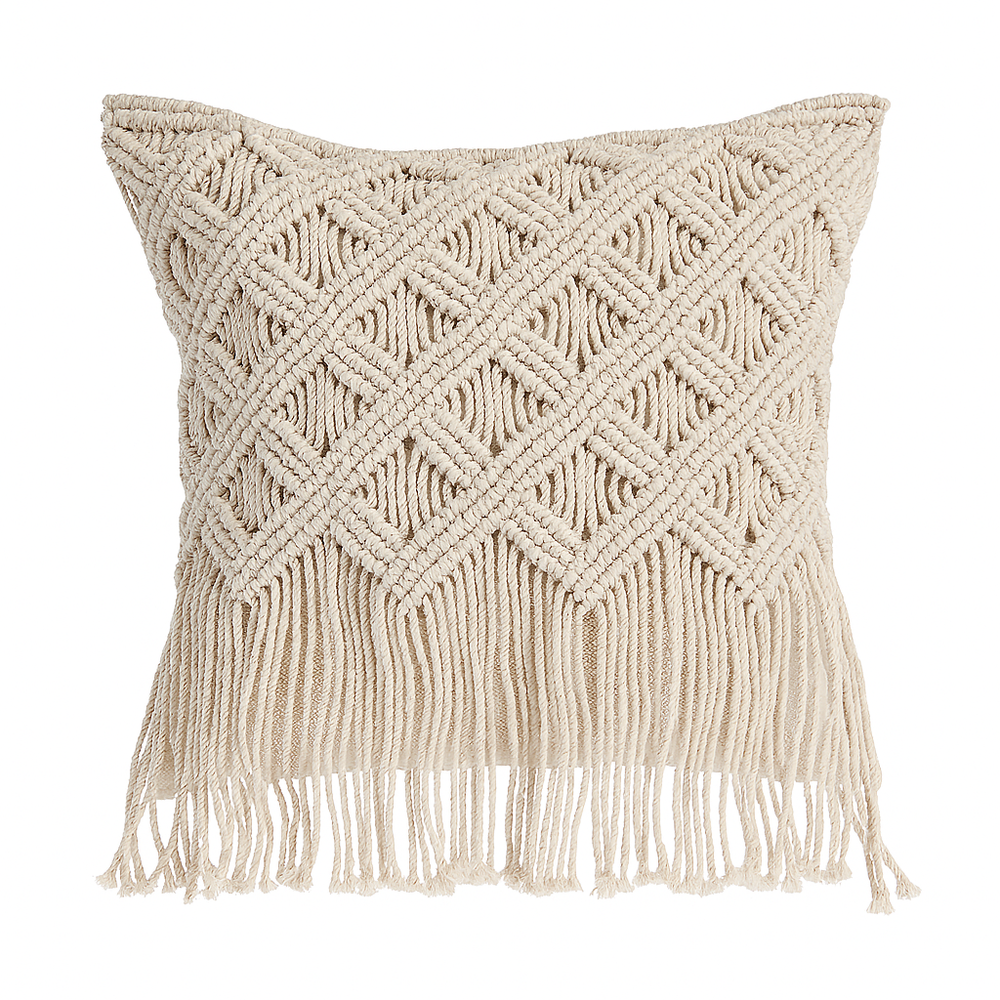 Boho Macrame Cushion - 45x45 cm