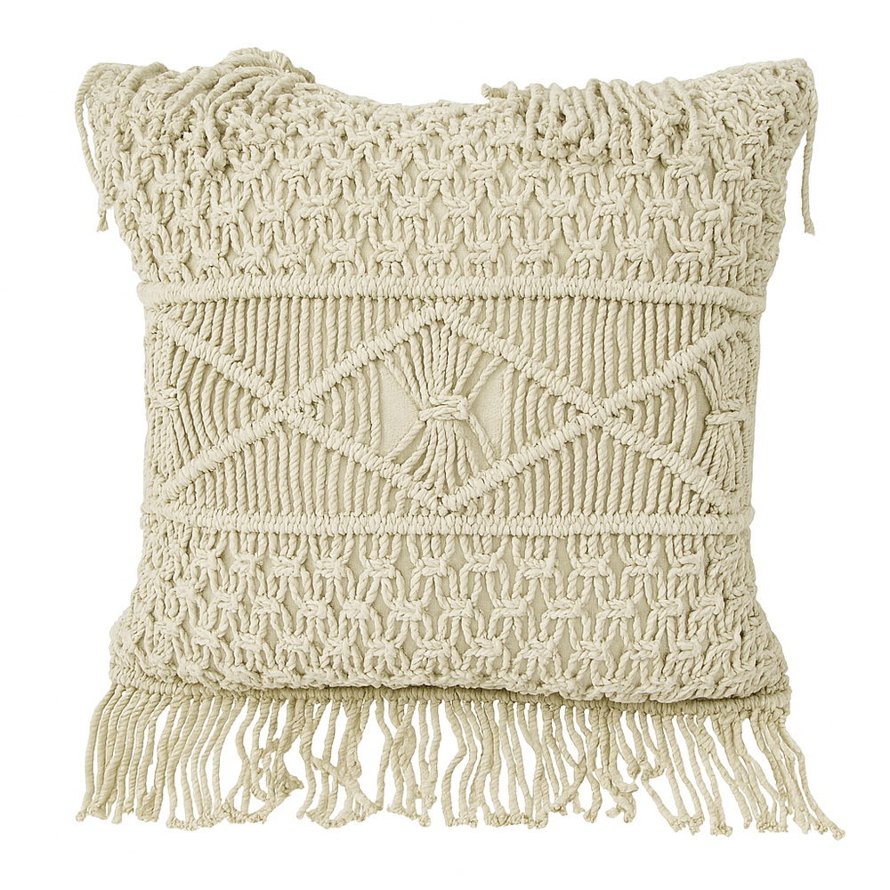 Boho Macrame Cushion - 45x45 cm