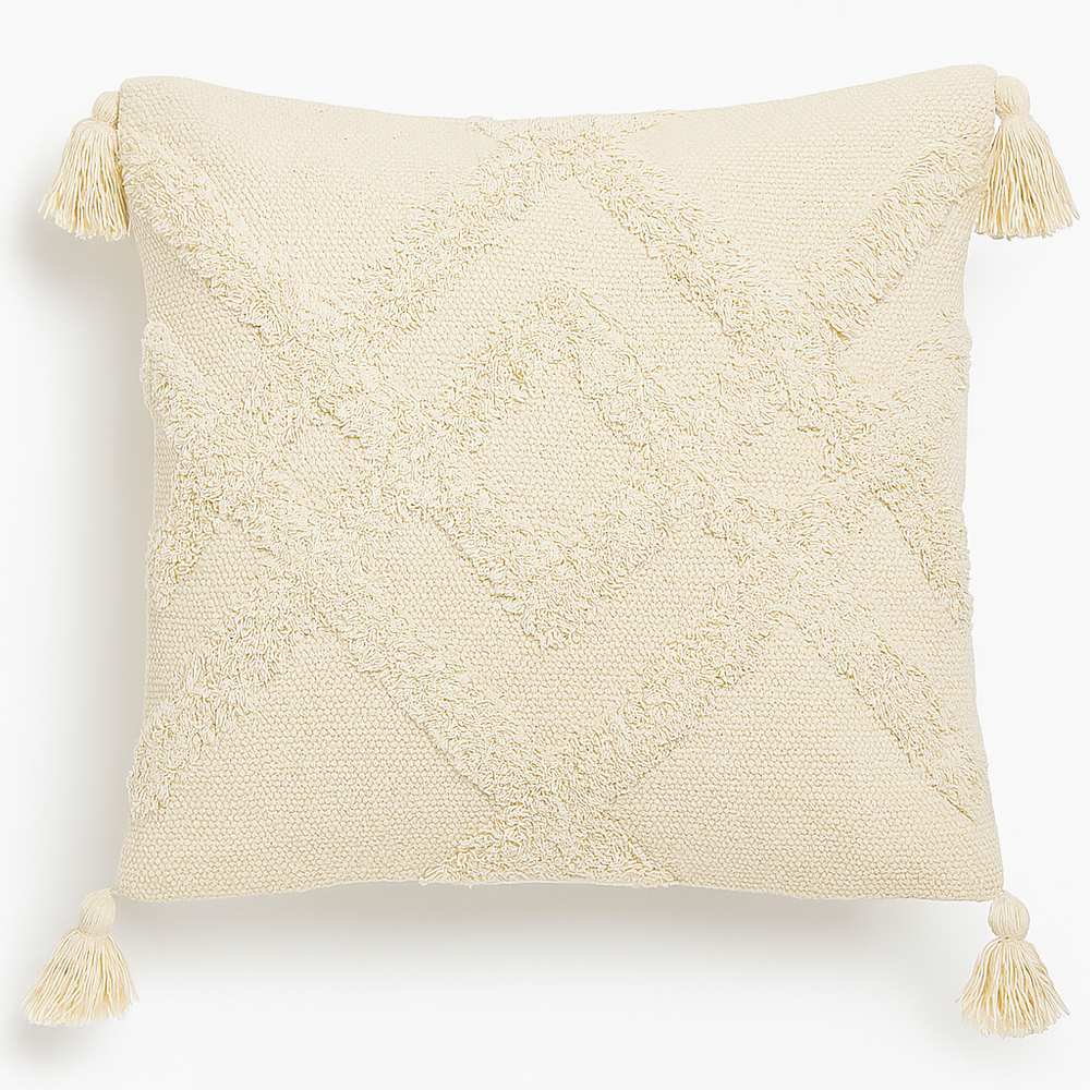 Cream Textured Diamond Cushion - 45 x 45 cm