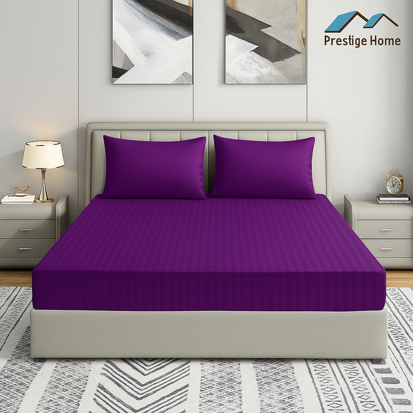 Prestige Striped Bedsheet set - Double