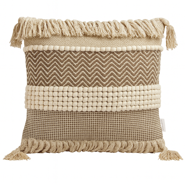 Boho Chevron Fringe Cushion - 45x45 cm