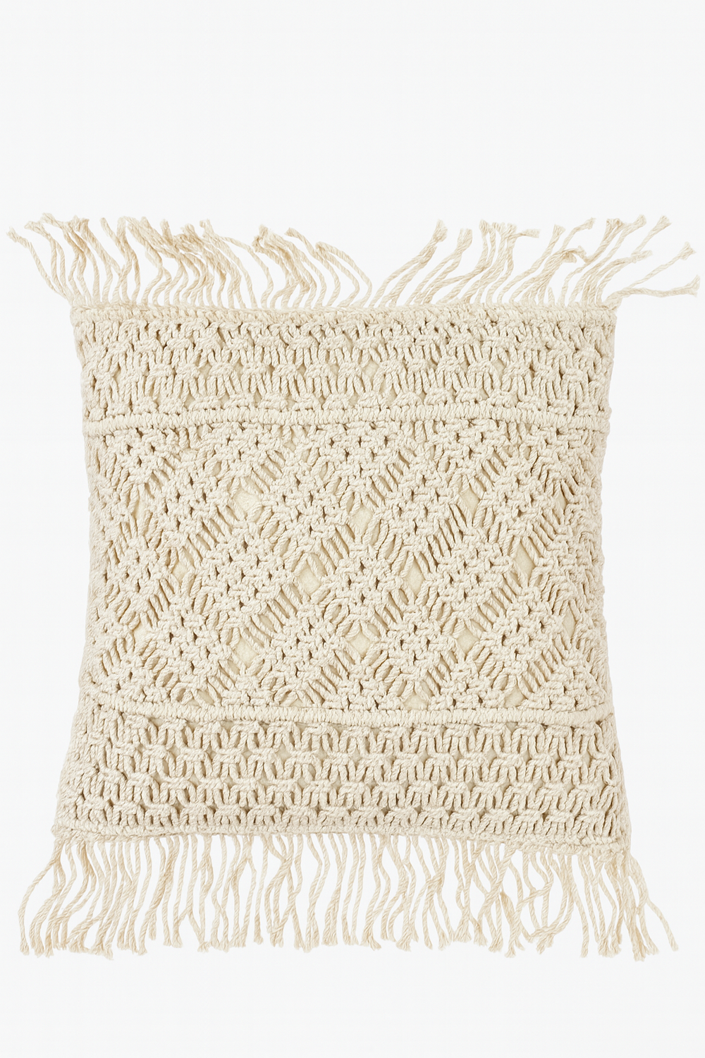 Macramé Diamond Fringe Cushion - 45x45 cm
