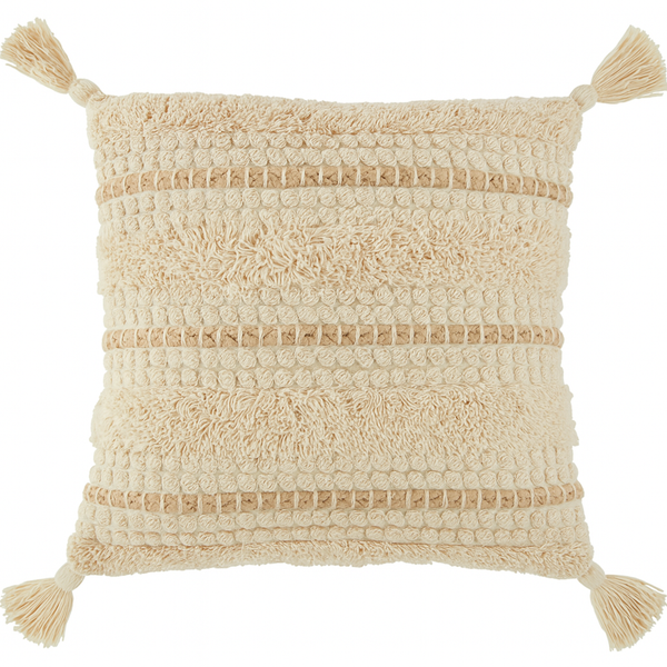 Boho Textured Tassel Cushion - 45x45 cm