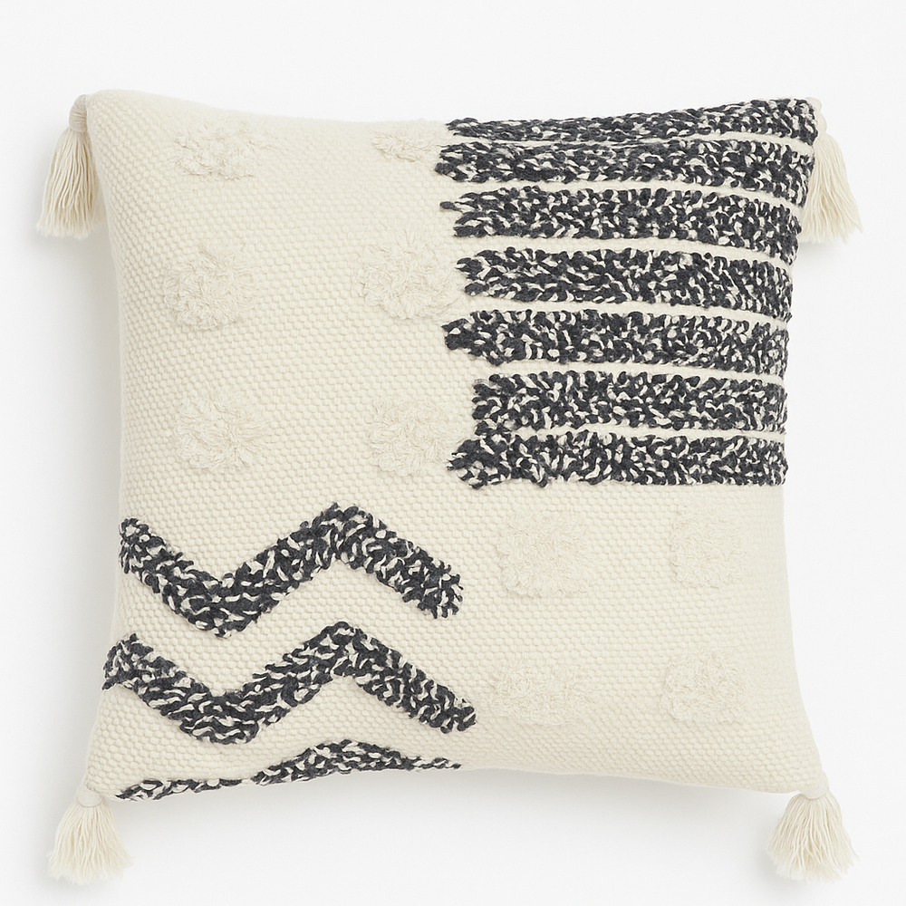Coastal Weave Navy Tufted Cushion - 45 x 45 cm