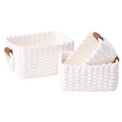 White Woven baskets- 3 Pieces set