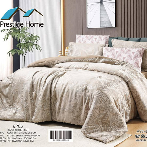 Leaves Comforter Set 6 Pcs AY3  - Double
