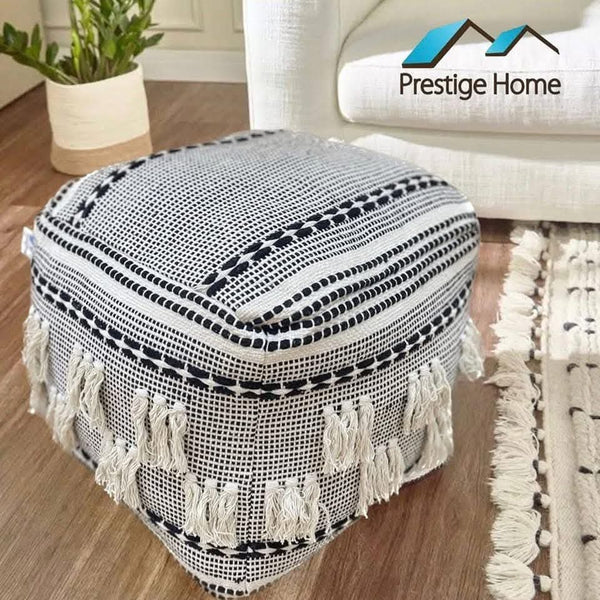 Boho Handloom Pouf - 55x55x50 cm