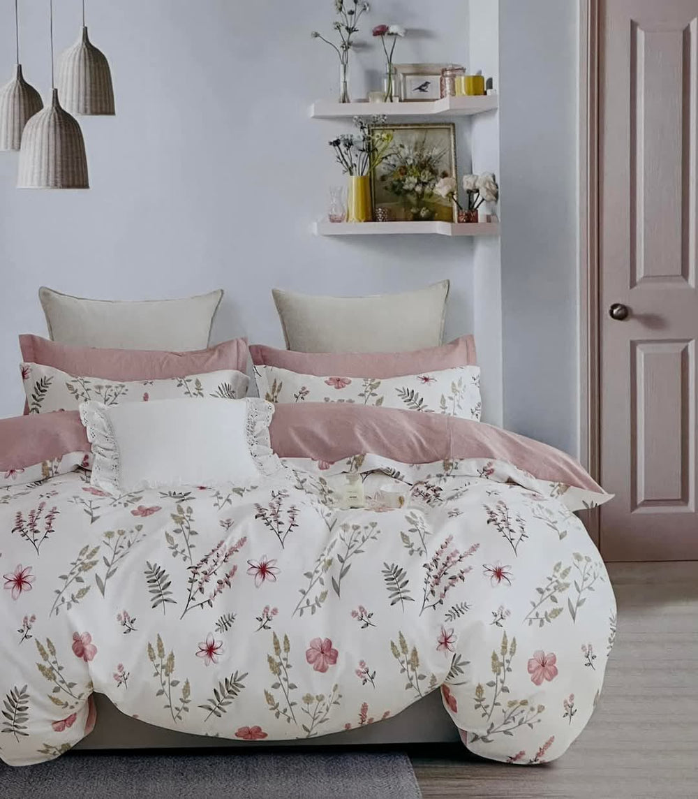 Cotton Floral Garden Bedding Set - Double