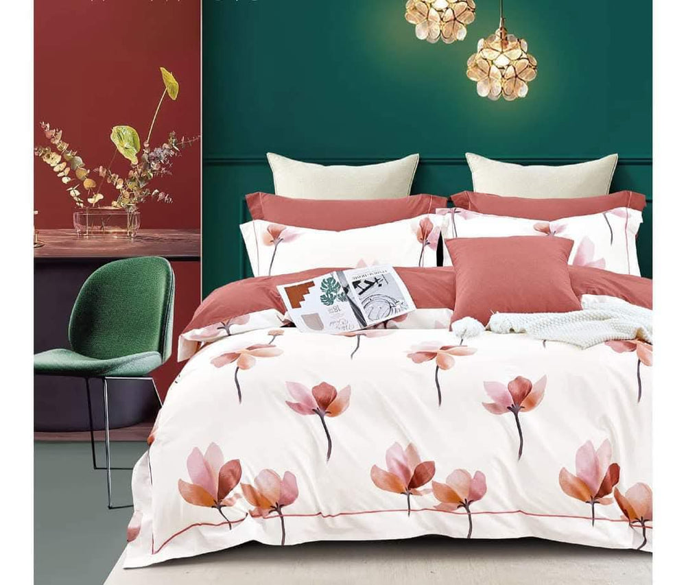 Cotton Floral Blossom Bedding Set - Double