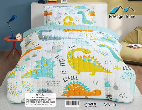 Dino Bedspread Set - 3 Pieces