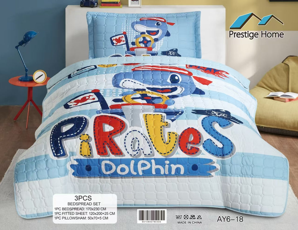 Pirates Dolphin Bedspread Set - 3 Pieces