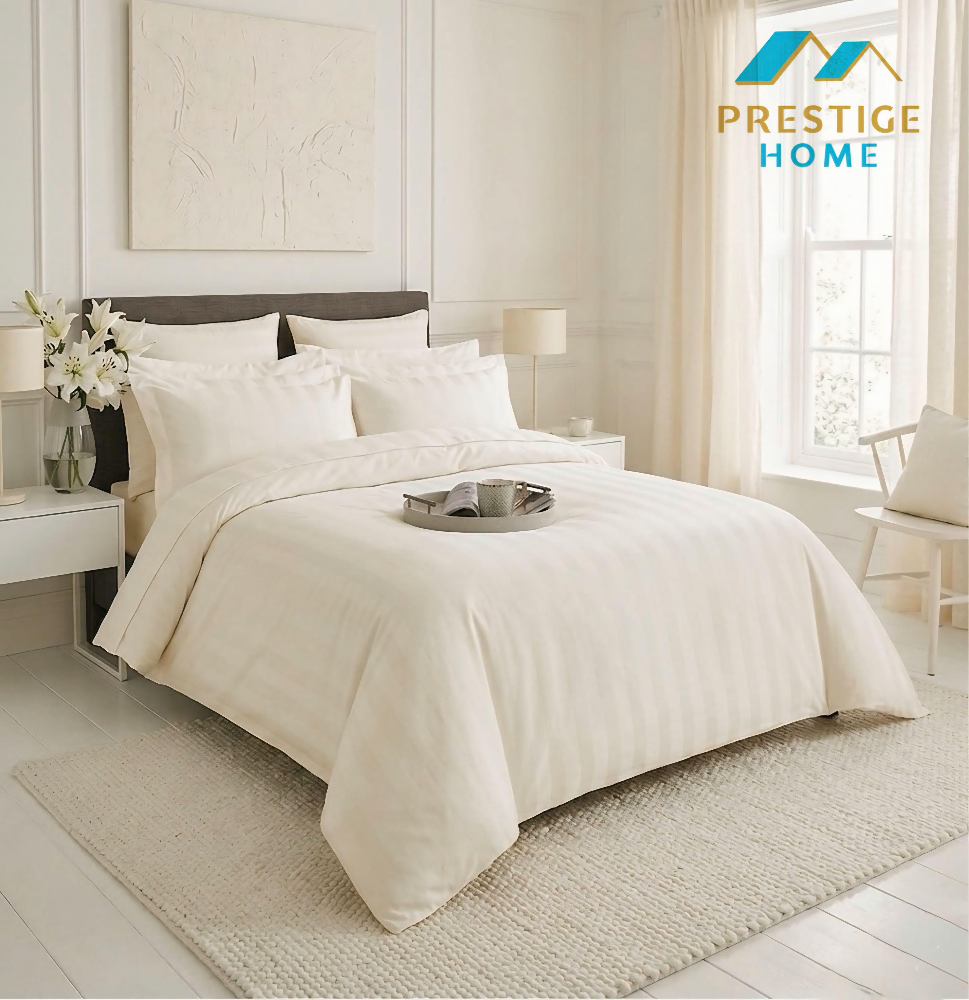 Cotton Striped Duvet Cover Set - Double