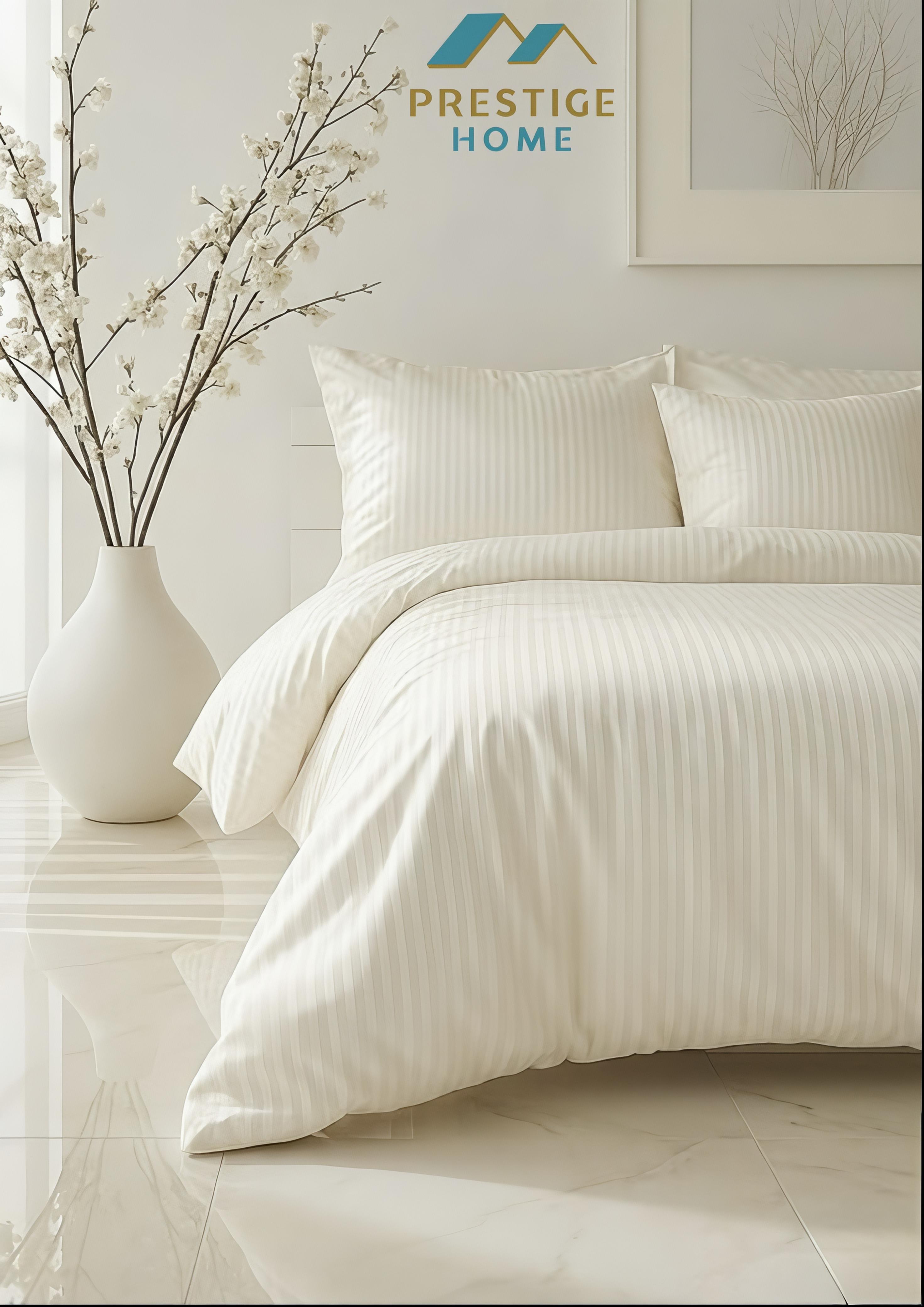Cotton Striped Duvet Cover Set - Double