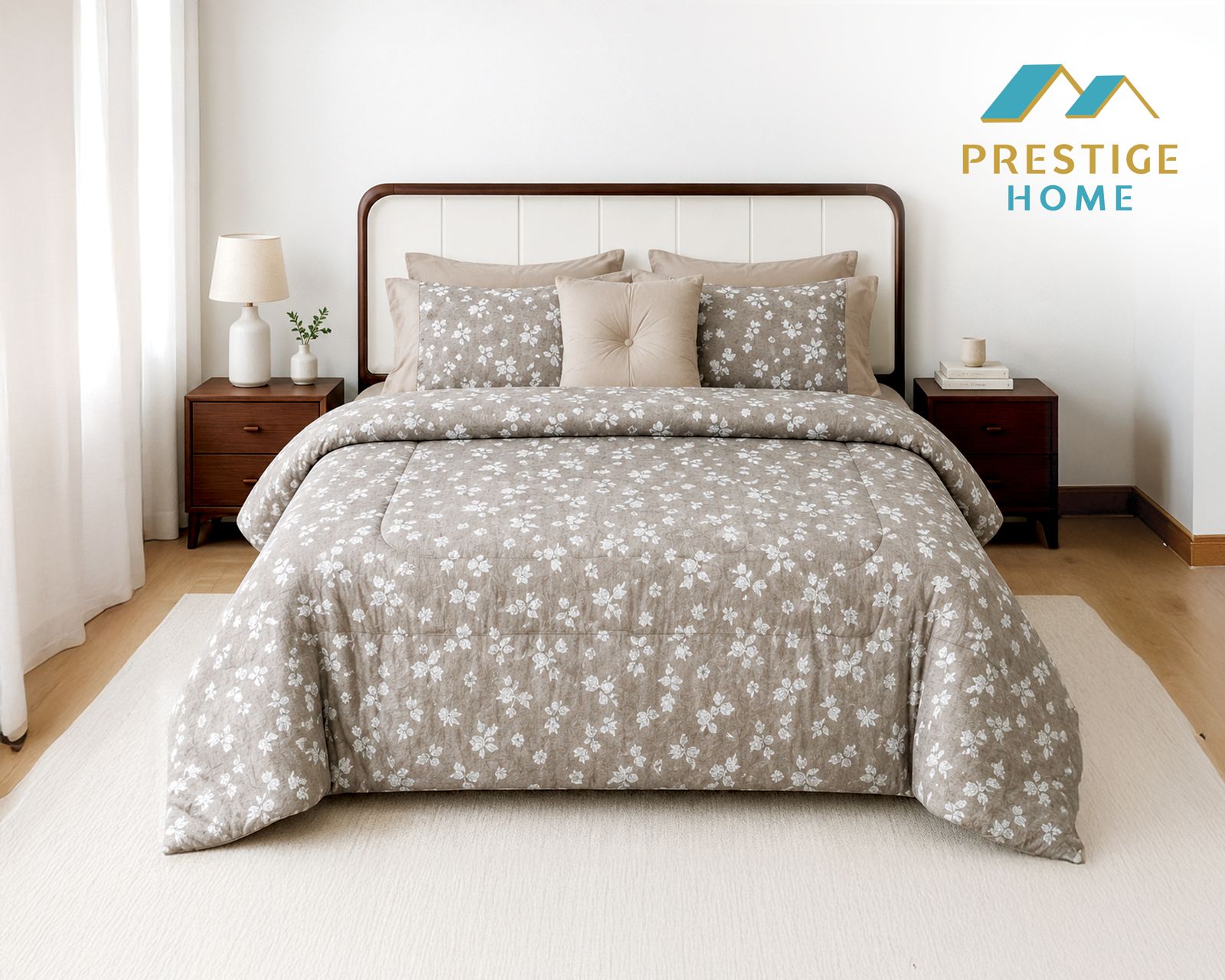 Stone Blossom Duvet Cover Set - Double