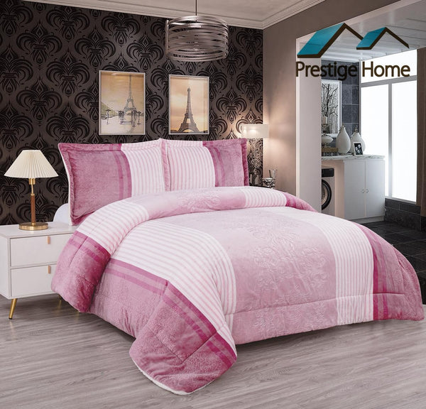 Stripes Flannel Comforter Set -  Double