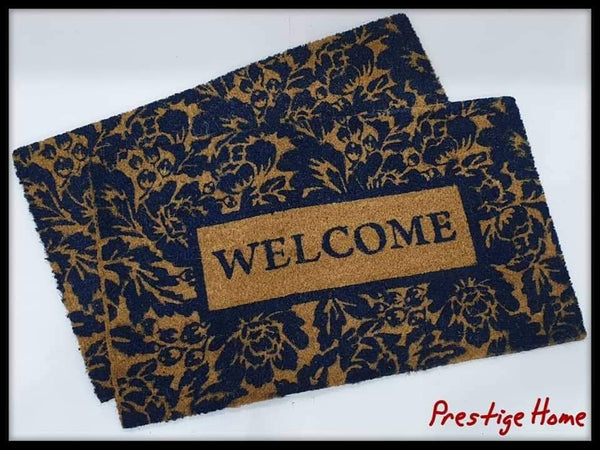 Floral Border Welcome Outdoor Mat - 45x75 cm