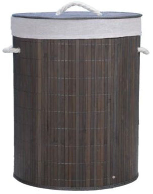 Dark Bamboo Round Laundry Hamper with Lid