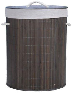 Dark Bamboo Round Laundry Hamper with Lid