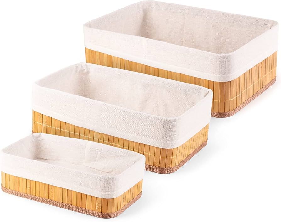 Natural Bamboo Organizer Basket Set