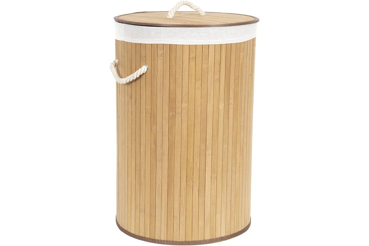 Natural Bamboo Round Laundry Hamper
