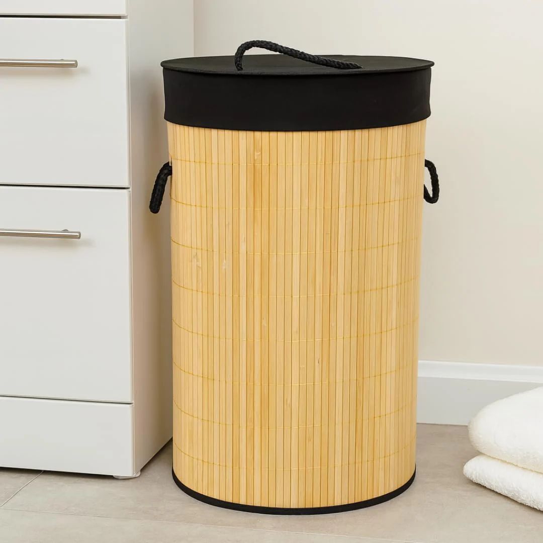 Bamboo Round Laundry Hamper